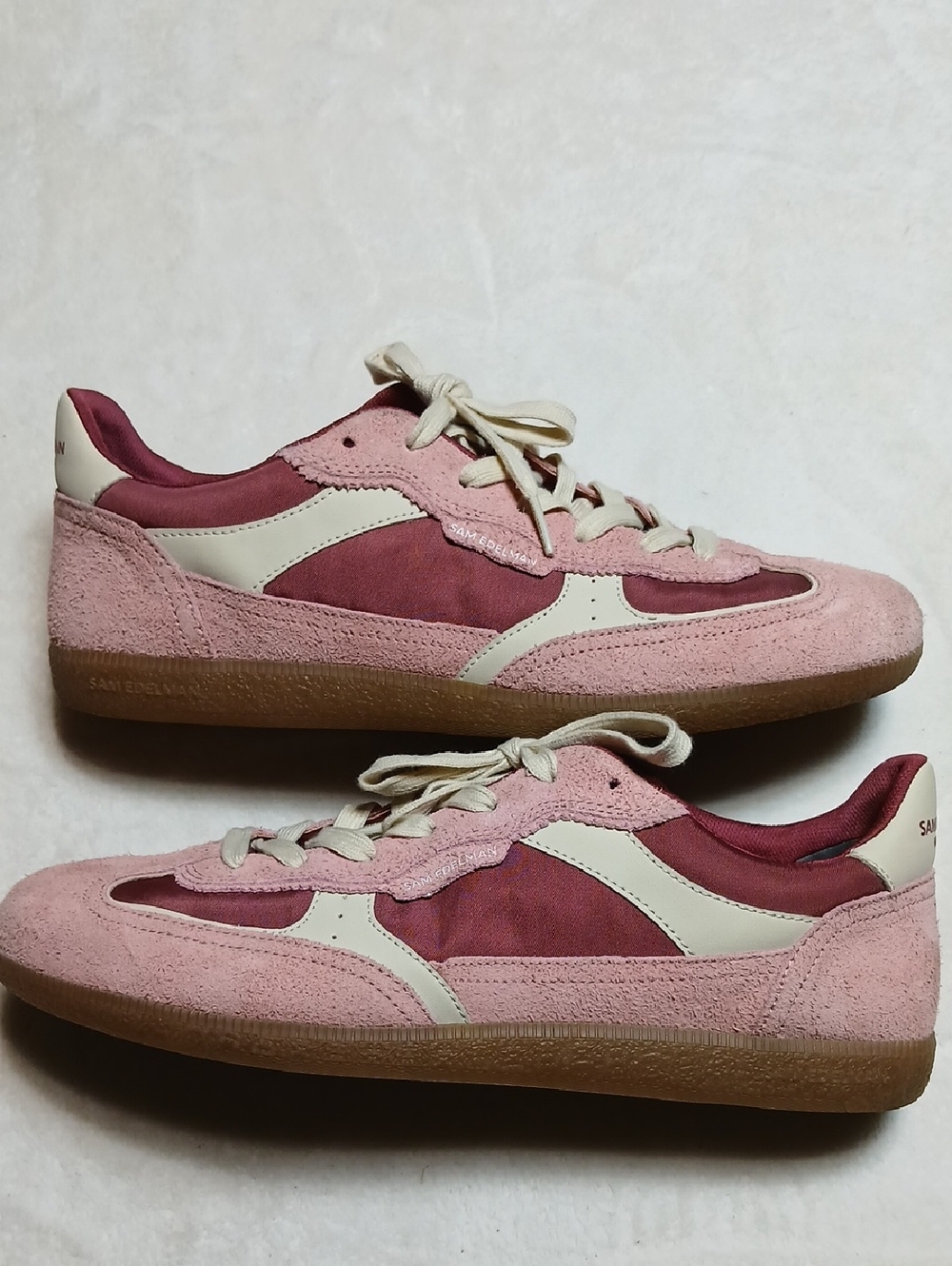 Sam Edelman Two-Tone Pink Suede & Leather Low-Top Sneakers Size 12